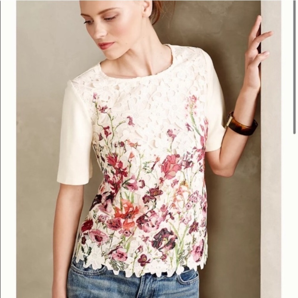 Anthropologie Sunday in Brooklyn Canna Lace Floral Top
